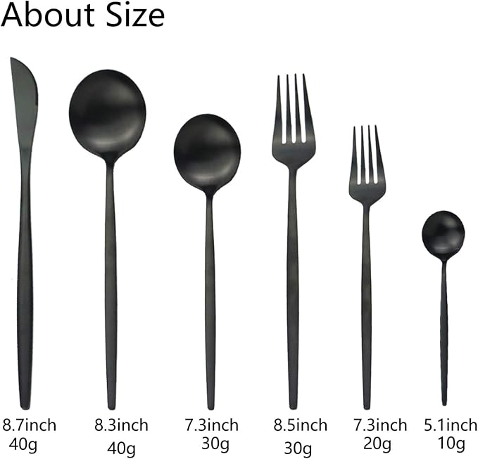 JASHII Silverware Set, 36 Piece Food Grade Stainless Steel Flatware Set Fork Spoon Knife Utensils for Daily Use and Party, Service for 6 Anti Rust, Safe in Dishwasher (Matte Black) - Image 4