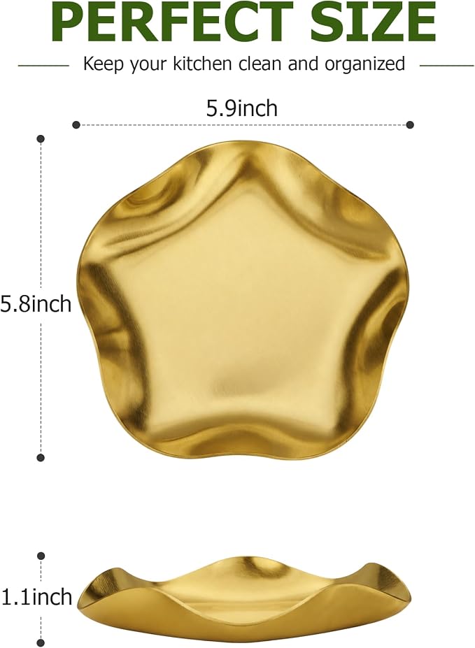 VanlonPro Stainless Steel Spoon Rest, Spatula Ladle Holder, Stainless Steel Utensil Spoon Rest Holder, Brushed Finish, Dishwasher Safe 5.9 Inch (Flower Gold 1PC) - Image 2