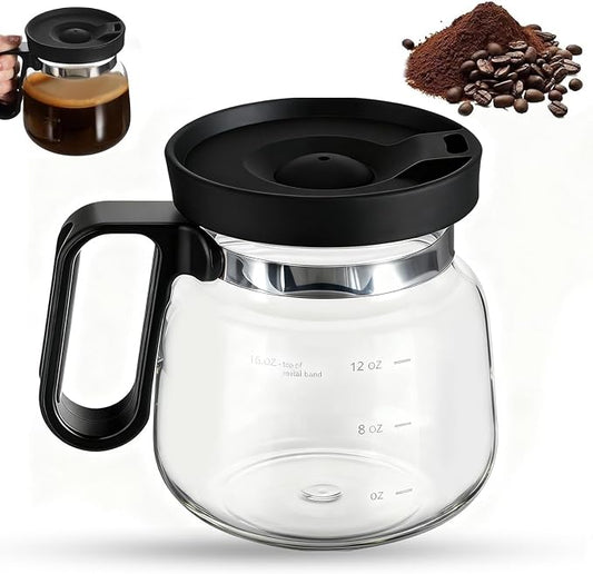 Coffee Pot Mug, 16 Oz Glass Coffee Mug - Coffee Pot Style, Portable, Mini Small Capacity Clear Cup With Handle And Spill Proof Lid, For Hot Teas, Hot Chocolate Etc. by Unknown