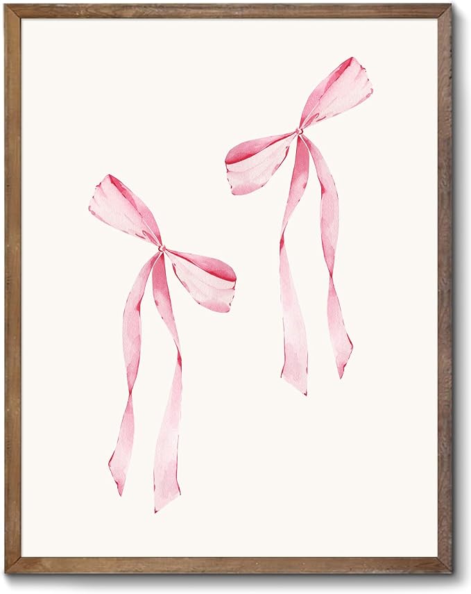 Coquette Pink Bow Jesus Wall Art Decor Posters, Light Pink Bow Christian Room Bedroom Bathroom Dorm Wall Art Decor Aesthetic for College Teen Girls Gifts, Inspirational Bible Verses Bow Wall Decor, 10x8in(UNFRAMED) by XOCUUI
