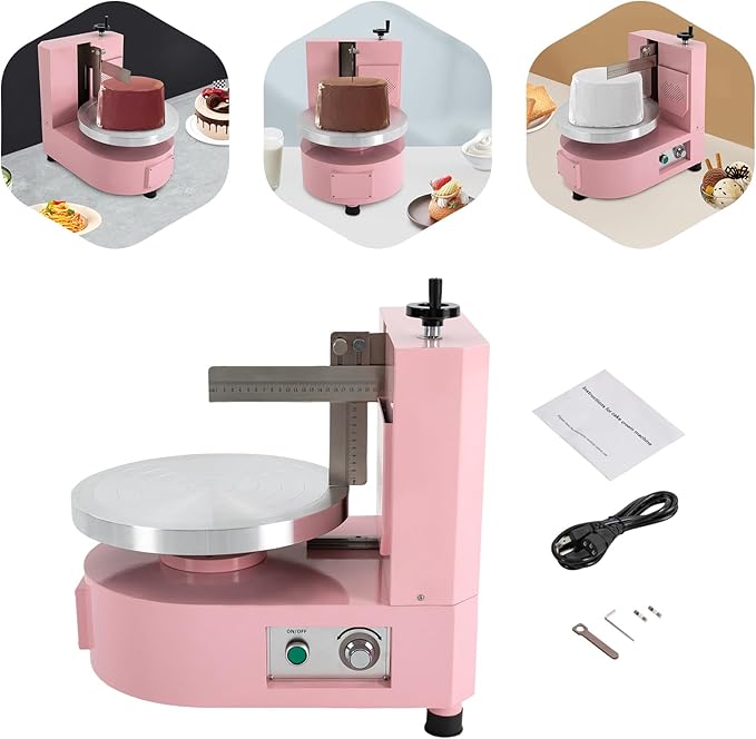 Cake Cream Spreading Coating Edge Smoothing Machine 110V 4-12Inch Cake Butter Cream Spreading Machine - Max Horizontal Scraper Height 4.72in