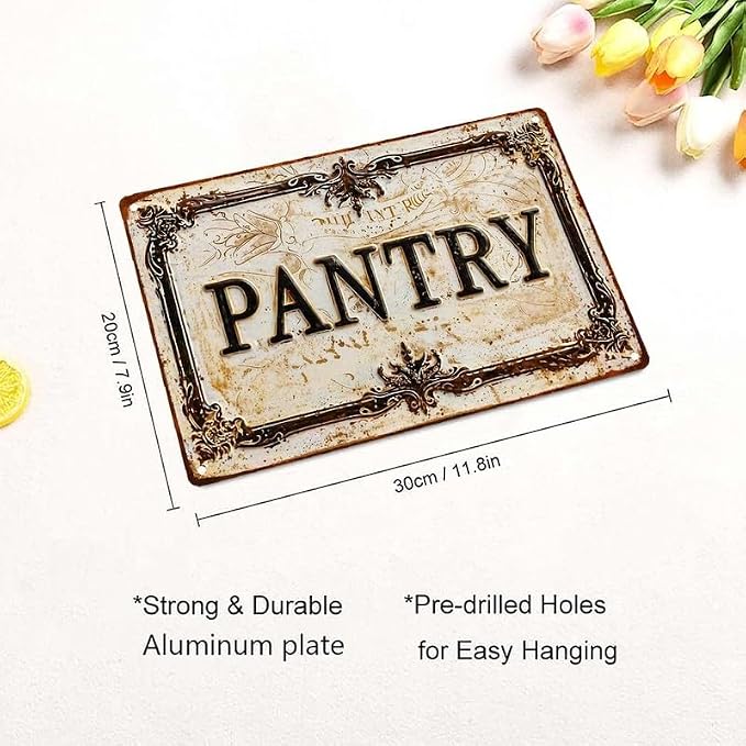Vintage Retro PANTRY Metal Sign 8x12 Inch Aluminum Distressed Ornate Border Wall Decor for Home Pantry Kitchen Cafe Garage - Image 2
