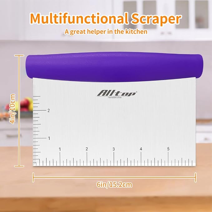 Stainless Steel Bench Scraper & Chopper (1, Purple) - Image 2