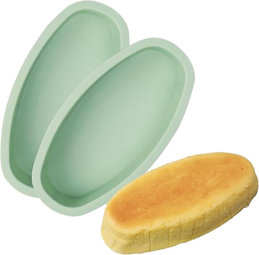 QELEG Silicone Oval Banana Bread Pan (2 Pack) - Non-Stick Silicone Cake Bread and Meat Bakeware for Oven, Pot Baking in Home, Kitchen & Bakery Use QLG0111-9x4.6x2.2 inch