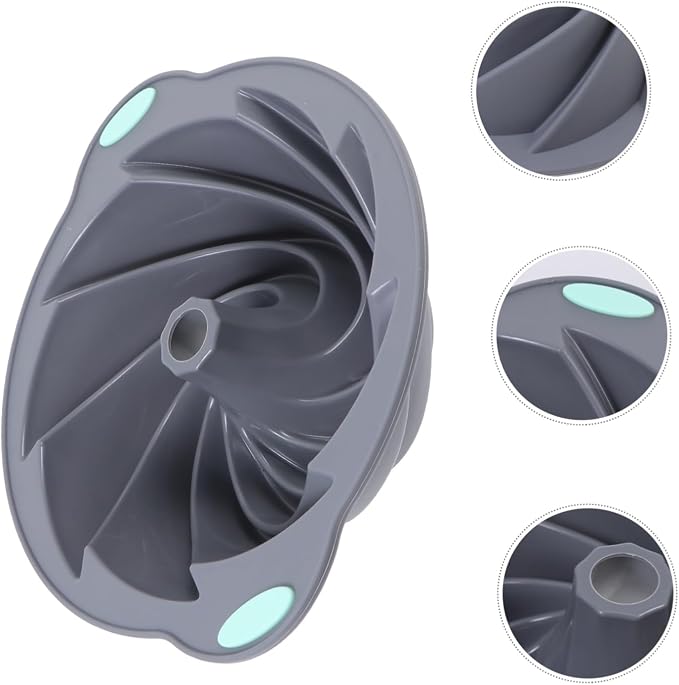1pc Silicone Baking Sheet Non-stick Round Spiral Cake Mold for Diy Baking Oven Microwave Safe Light Grey - Image 6