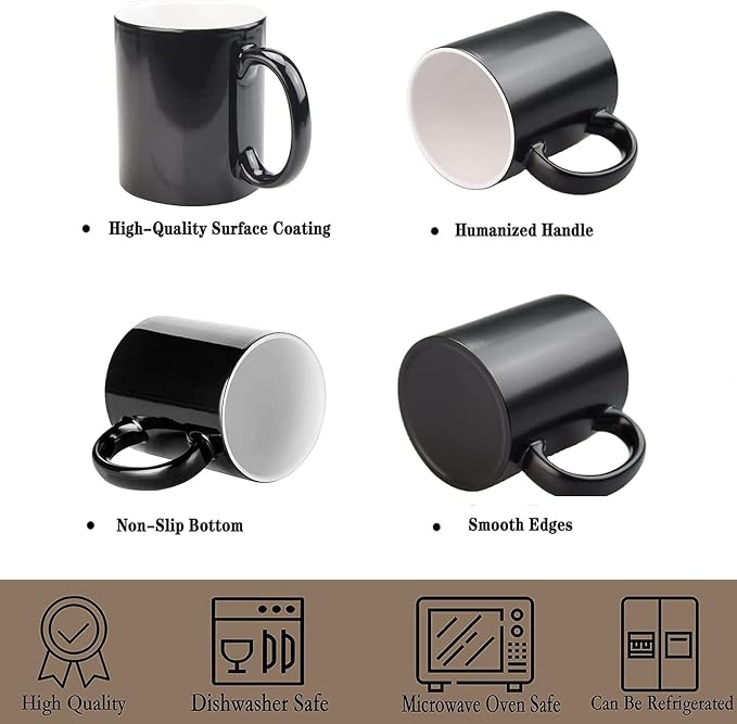 ABBSH Color Changing Mugs, Sublimation Mugs Black Color Changing Coffee Mugs Heat Sensitive Coffee Mugs Tazas Magicas Para Sublimacion 15 OZ With Box Set of 12 - Image 6