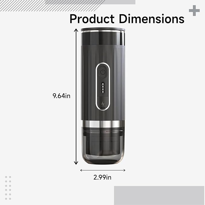 Portable Coffee Maker, Mini Espresso Machine for Car, K Cup Compatible, 60 oz / 170 ml Water Tank, Wireless Use for Travel, Outdoor Trips, and Electric Vehicles, Black - Image 2
