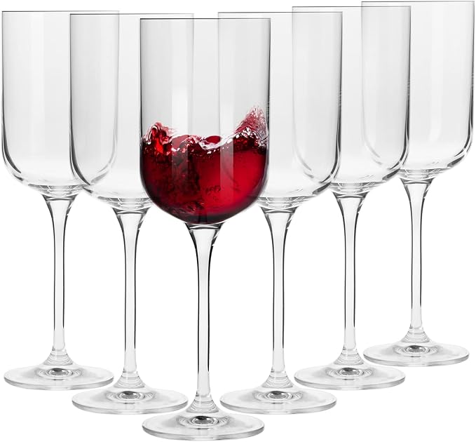 KROSNO Red Wine Glasses Set of 6, 11.8 oz, Glamour Collection | Wine Tumbler, Lead-Free Crystal Glassware, Drinking Glasses, Elegant Cups, Home & Restaurant, Dishwasher Safe by Krosno