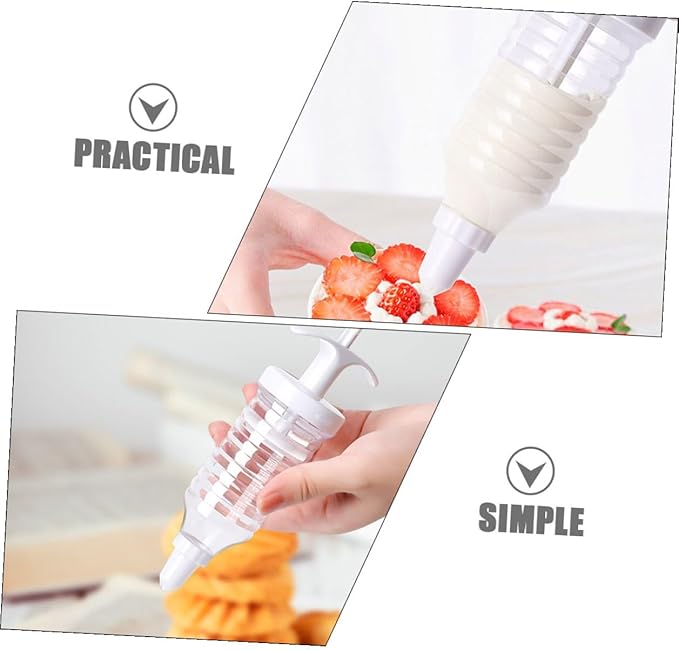 Reusable Cake Decorating Piping Syringe with Detachable Tips One-handed Cream Injector Baking Kit for Dessert and Cookie Decoration