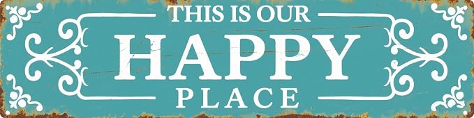 Rustic Aluminum Our Happy Place Vintage Family Metal Plaque Living Room Shared Space Wall Gift Decor by Unknown