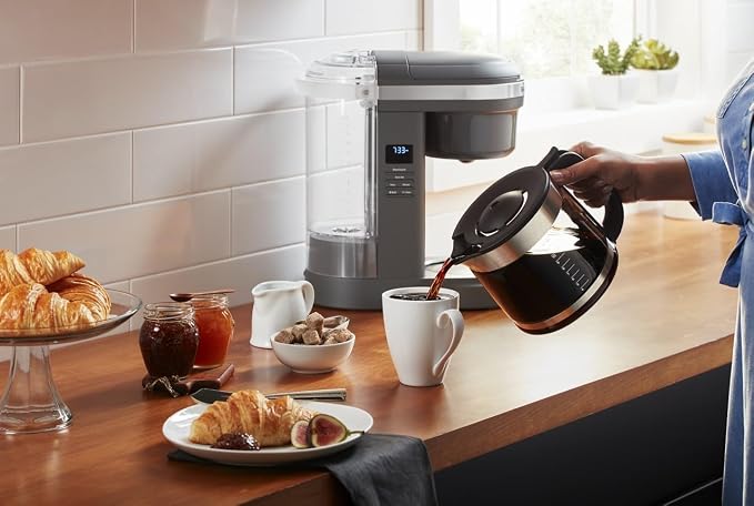 KitchenAid 12 Cup Drip Coffee Maker with Spiral Showerhead, KCM1208 | Matte Grey, Even Saturation for Rich Coffee Flavor, Easy-to-fill Removable Water Tank, Programmable Warming Plate - Image 4