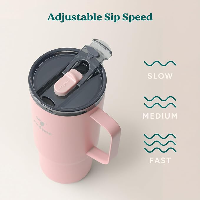 REDUCE 24 oz Hot1 Vacuum Insulated Mug for Hot Tea, Coffee and Other Hot Drinks - With Flo-Motion Lid and Handle, Single-Serve and Cupholder Friendly, Keeps Drinks Hot for up to 8 Hrs, Pink Salt - Image 5