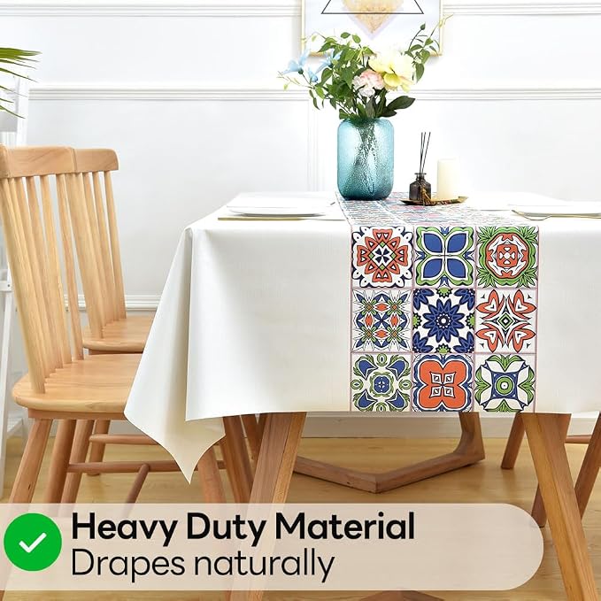 Wipeable Waterproof Tablecloth Vinyl Tablecloths for Rectangle Tables Heavy Duty PVC Tablecloth for Kitchen Dining Table(Flowers-3, 54'' x 72'') - Image 4