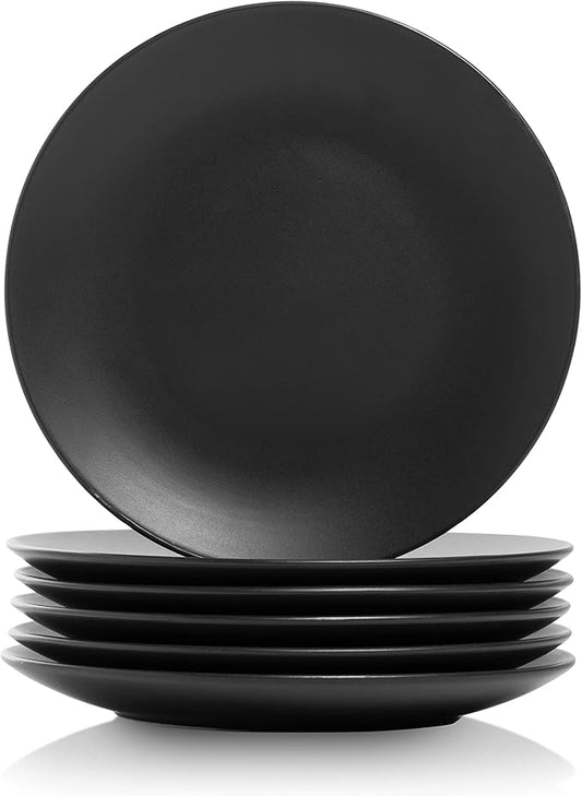 10 Strawberry Street Wazee Matte 8.25" Coupe Salad Plate, Set of 6, Black by 10StrawberryStreet