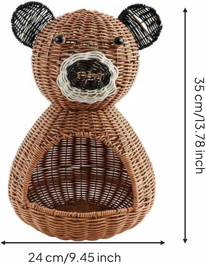 kowaku Bear Storage Basket Animal Basket Woven Organizer Decorative Bin Look With Front Space Suitable for coffee tables shelves entryways living rooms reading corners home decoration office - Image 7