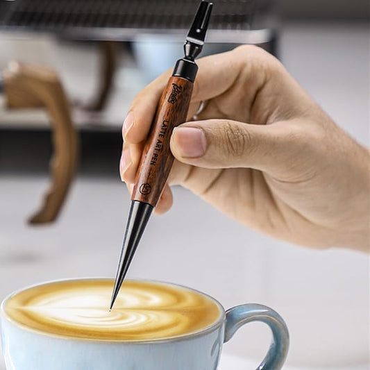 Bincoo Latte Art Pen for Coffee,Coffee Art Pen with Wood Handle,Espresso Coffee Latte Art Tools Accessories for Coffee Bar Barista (Black-(A))