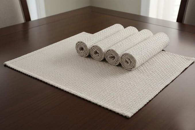 Urban Villa Two Tone Placemat Cotton Tablemat 14x20 (Set of 6) Beige - Image 4