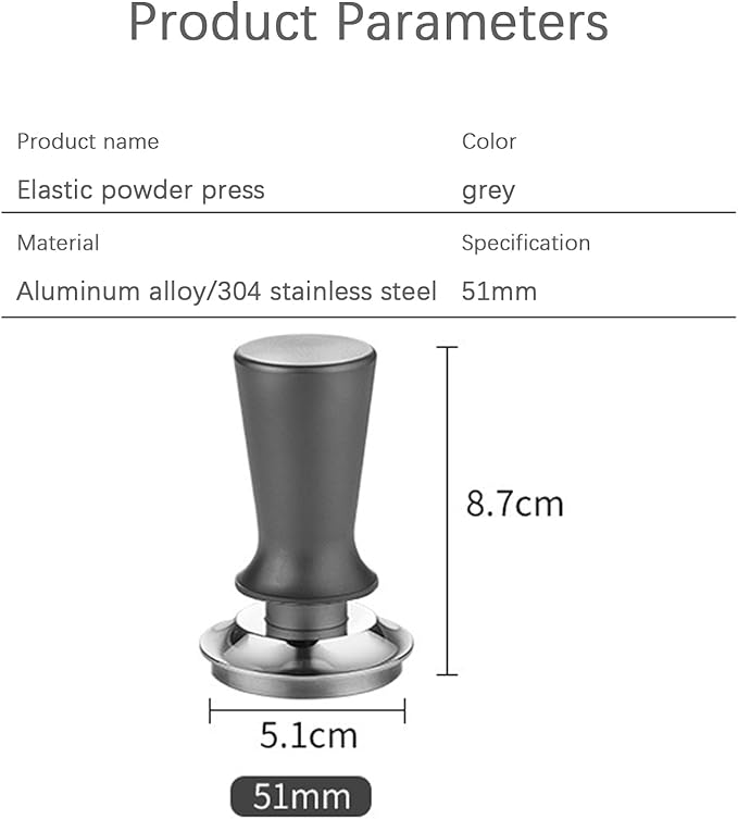 51mm Coffee Distributor and Tamper, Stainless Steel Coffee Tamper 51mm with Aluminum Alloy Handle, Professional Espresso Distributor Leveler Tool, Spring-loaded Tamper