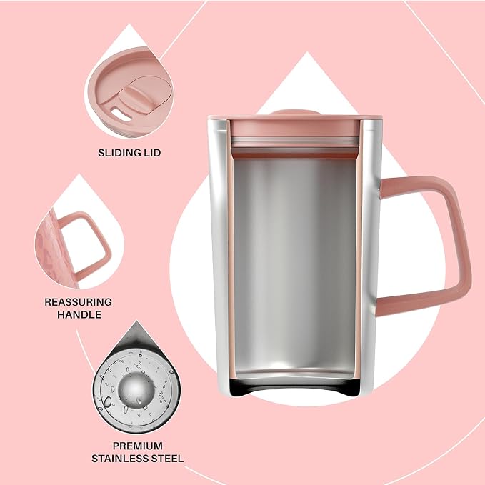 Ideus 16 oz Insulated Stainless Steel Coffee Mug with Lid, Leopard Pink | Perfect for home, office, or daily use| Easy to clean wide mouth| Sweat-proof| On the go - Image 3
