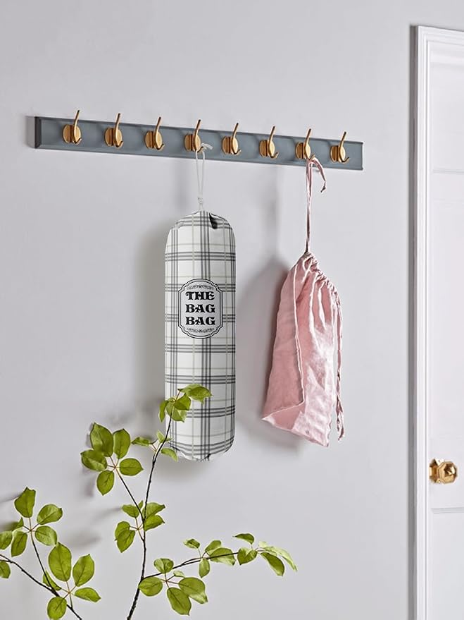 Classic Buffalo Check Plaid Grocery Bags Holder Organizer For Shopping Bags, Wall Mount Plastic Bags Storage Container Dispensers, Kitchen Housewarming Gifts For Women Family Friends Grandma Mom (A-9) - Image 5