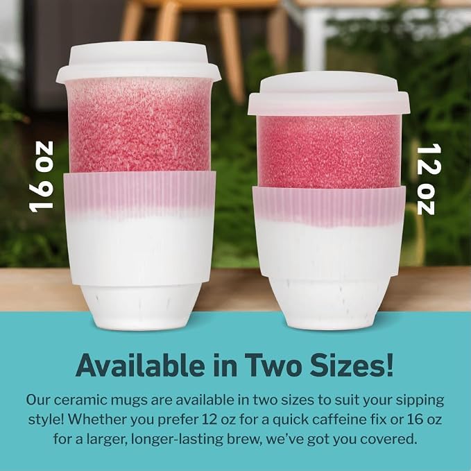 NOVA CERAMICS Coffee Travel Mug - Coffee Travel Cup – Microwave & Dishwasher Safe Coffee Pink Tumbler - Gifts For Women Men Him Her – 16oz – Coral Pink - Image 5