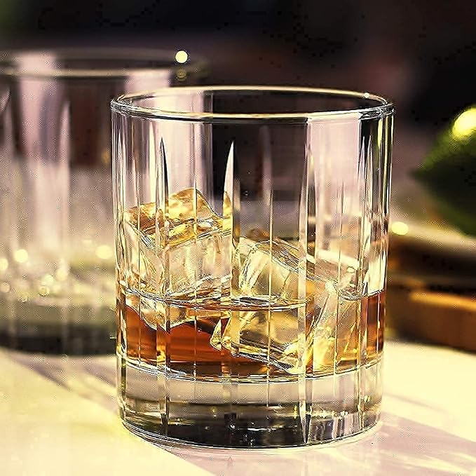 LUXU Crystal Whiskey Glasses 11 Ounce Scotch Glasses,Old Fashioned Cocktail Glasses,Clear Bourbon Glasses with Heavy Base for Bar,Party,Rum,Cognac/2 Rock Glasses in Gift Box-Hand Cut - Image 4