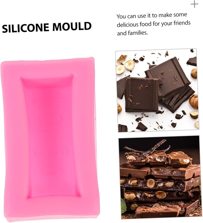 2pcs Silicone Chocolate Mold Gold Bar Shape Non-stick Creative Candy Mould for DIY Cake Decoration Baking Tool Pink Color
