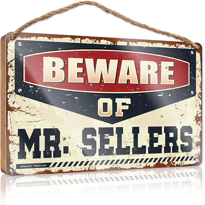 Not Allowed Wood Plaque/Wooden Plaque & Work Accessory - Back of Toilet Decor | Dining Room Decor, Beware of Mr. Sellers | 15X28CM by Unknown