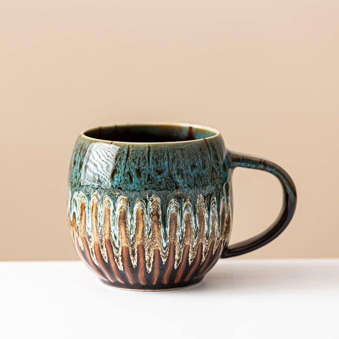 13oz Large Ceramic Coffee Mug, Red/Yellow/Blue/Green, Set of 4 | Large Tea Mug, Microwave Safe, Dishwasher Safe - Image 6