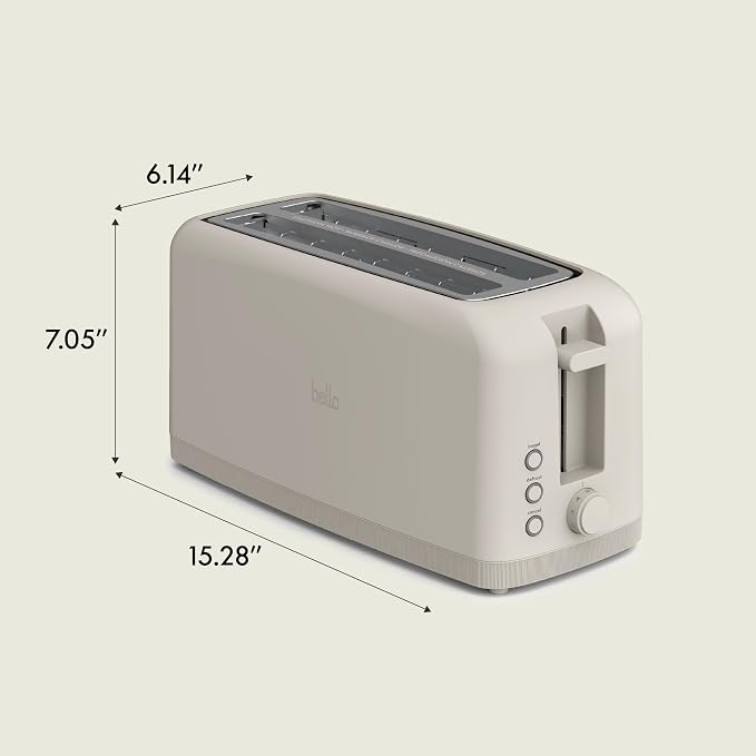 bella 4 Slice Slim Toaster, Fits-anywhere™ Kitchenware, 6 Setting Shade Control with Reheat & Cancel Buttons, Fits Sourdough, 10” Long Slot, Anti Jam & Auto Shutoff, 900 Watt, Oatmilk - Image 9