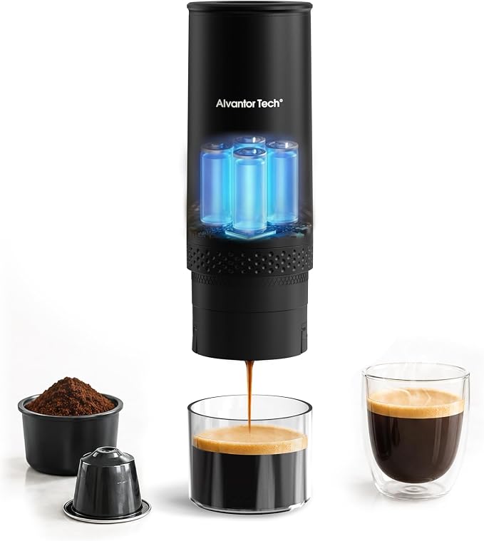 Portable Electric Espresso Machine, Mini Self-Heating Travel Coffee Maker for Ground Coffee & NS Capsules, Ideal for Camping, RV, Hiking & Office by Unknown