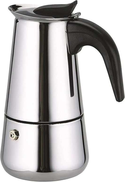 Espresso Maker 4 Cup Moka Pot Stainless Steel Percolator coffee pot, Compatible with Gas, Electric, Ceramic, and Induction stovetops(6.6 fl oz/200 ml)
