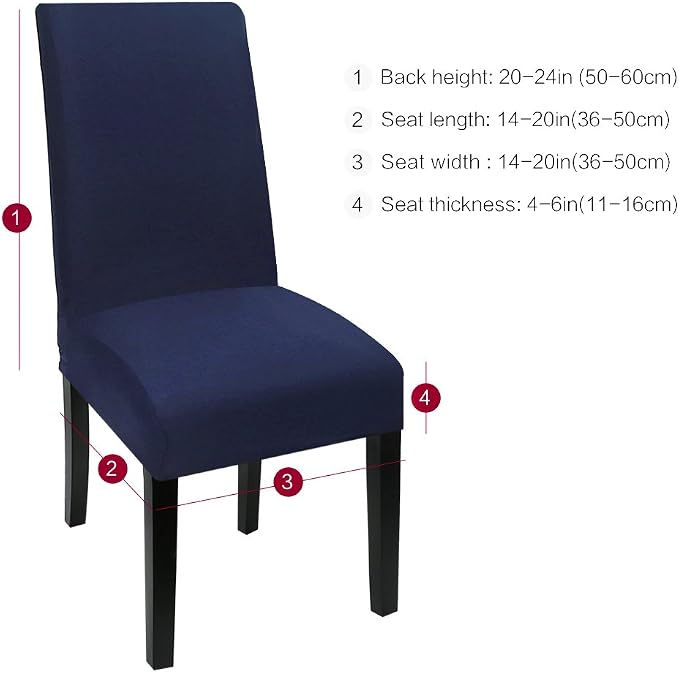 Fuloon Dining Chair Slipcover, Stretch Parson Chair Protector for Home | Solid Deep Blue, Set of 4, Super Fit, Stretch, Removable, Washable, Suits for Hotel, Dining Room, Ceremony, Banquet Party - Image 3