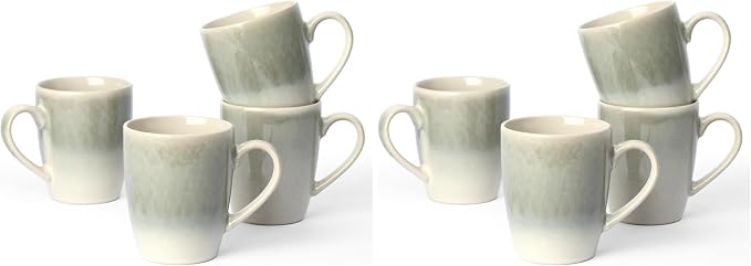 famiware Coffee Mugs Set, 13 oz Mug Set of 4, Stoneware Cups for Latte, Hot Tea, Mocha, Cocoa, Cappuccino, Microwave and Dishwasher Safe, Glacier Series, Sage Green (Pack of 2) by Famiware