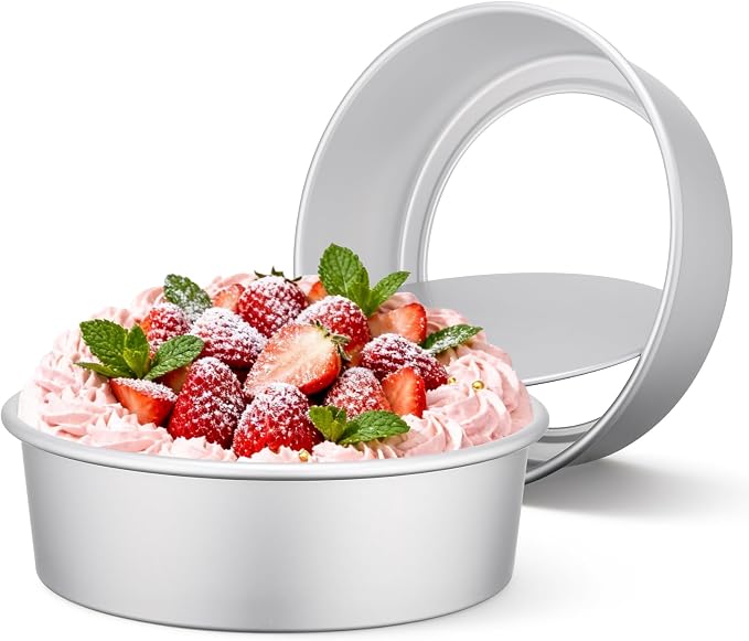 Beasea Round Cake Pans, 2 Pack 10 Inch Aluminum Alloy Large Cheesecake Pan with Removable Bottom, Layer Cake Tin Mold for Baking Oven by Beasea