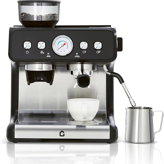 Espresso Machine with Grinder, 20 Bar Semi Automatic Espresso Maker with 30-Setting Precision Coffee Grinder & Steam Wand, 1450W Coffee Machine with 2.8L Water Tank for Home by Agrestem