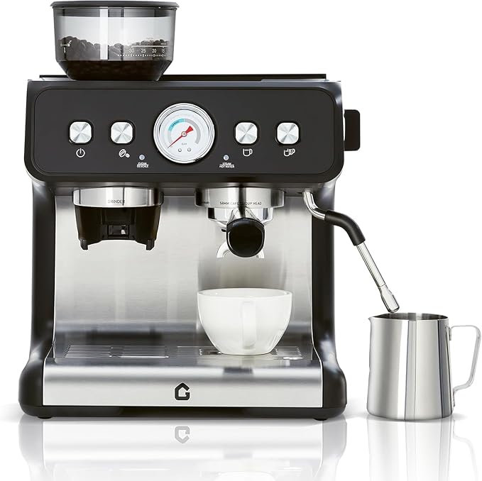 Espresso Machine with Grinder, 20 Bar Espresso Maker with 30-Setting Precision Coffee Grinder & Steam Wand, 1450W Semi-Automatic Coffee Machine with 2.8L Water Tank for Latte Cappuccino by Aprafie