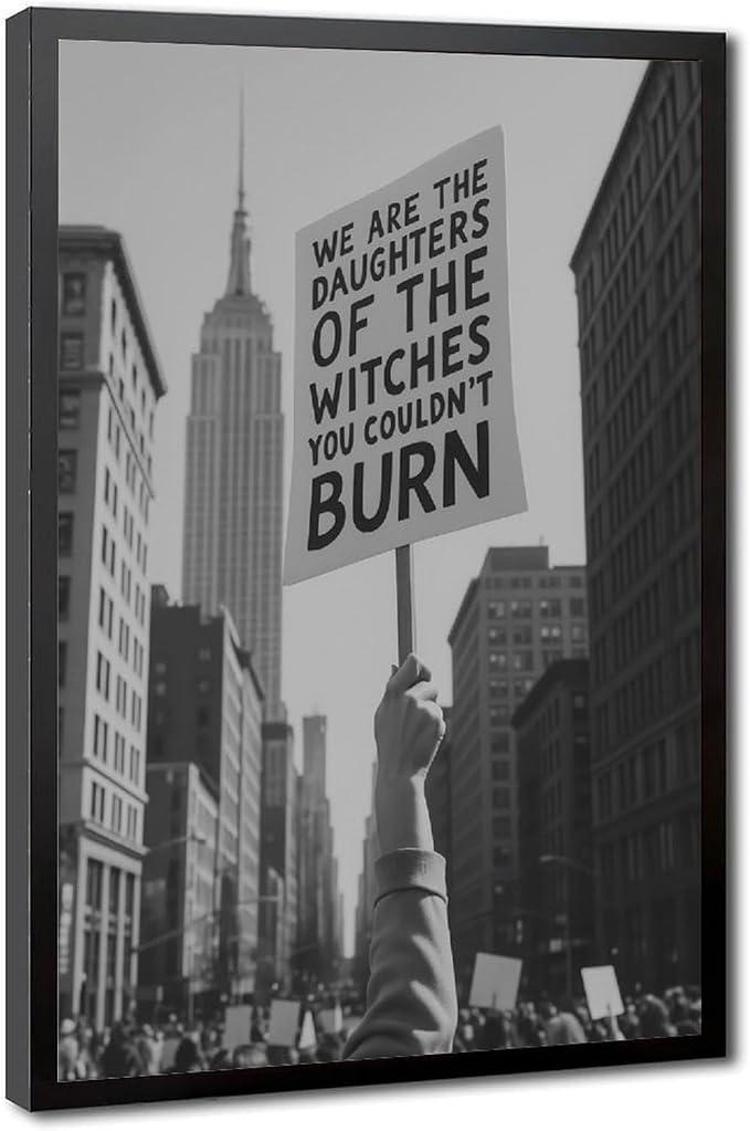 UXCBIA We Are The Daughters, Feminist Protest, Activist, Retro Black And White Poster Canvas Poster Bedroom Decor Sports Landscape Office Room Decor Gift Black Frame 24x36in(60x90cm) by Unknown