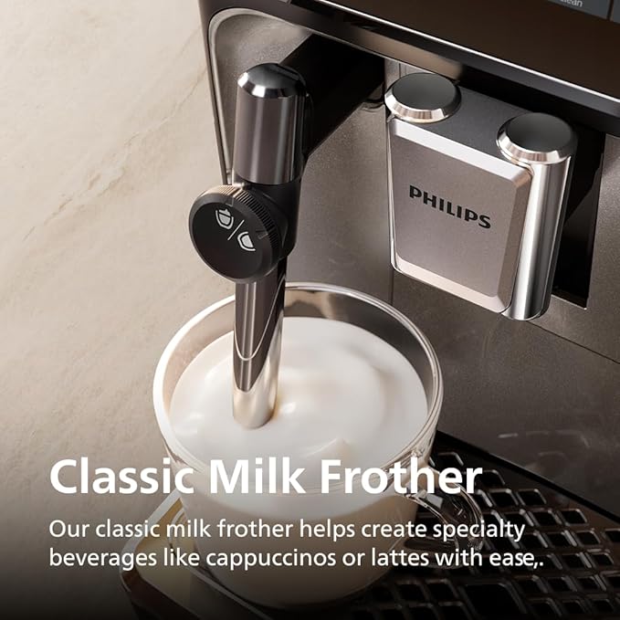 Philips 3300 Series Fully Automatic Espresso Machine with integrated milk frother and grinder, 5 Hot & Iced Coffee Pre-Sets, 40% Quieter SilentBrew, 15-Bar Pressure, Glossy Black (EP3326/90) | Integrated milk frother, Grinder, 5 Hot & Iced Coffee Pre-S... - Image 4