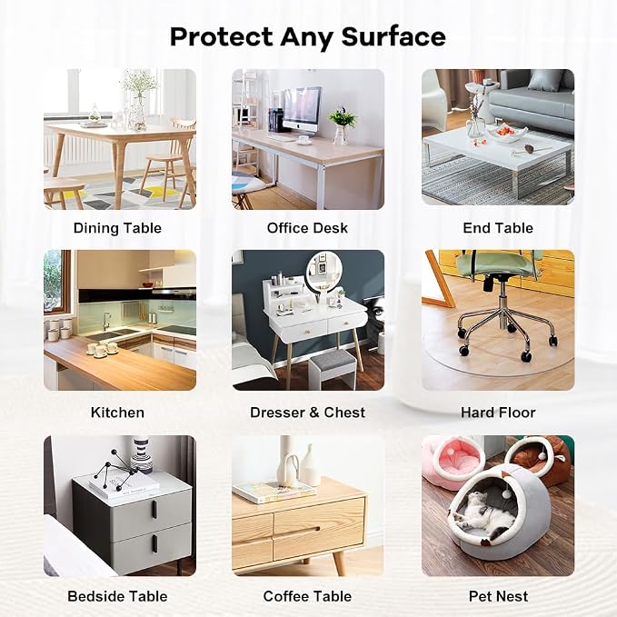 Rectangluar 17x44 Inches Clear Table Cover Protector 1.5mm Thick Plastic Crystal Table Pad Desk Mat for Kids Painting Desk Computer Writing Desk Sofa Table Media Stand Coffee Table Makeup Room Decor - Image 6