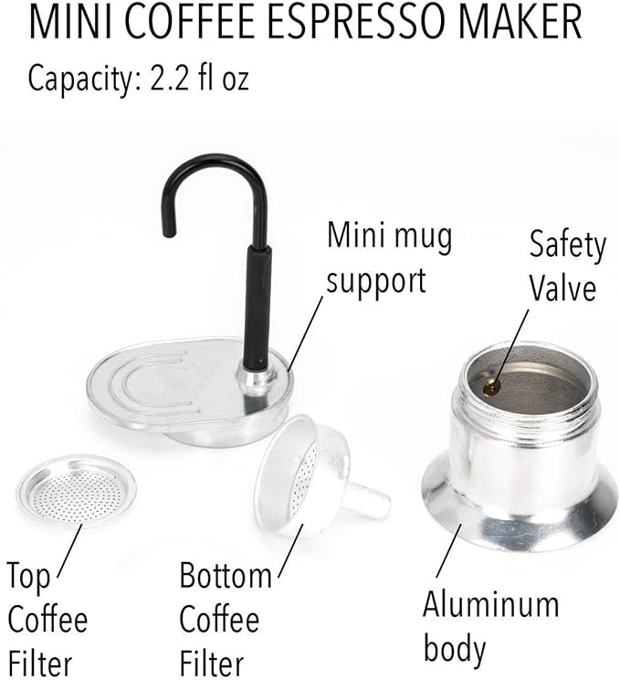 Aluminum Alloy Stovetop Coffee Maker 50ML Single Cup Brewer Lightweight Espresso Machine For Camping Travel Outdoor Kitchen Use - Image 4