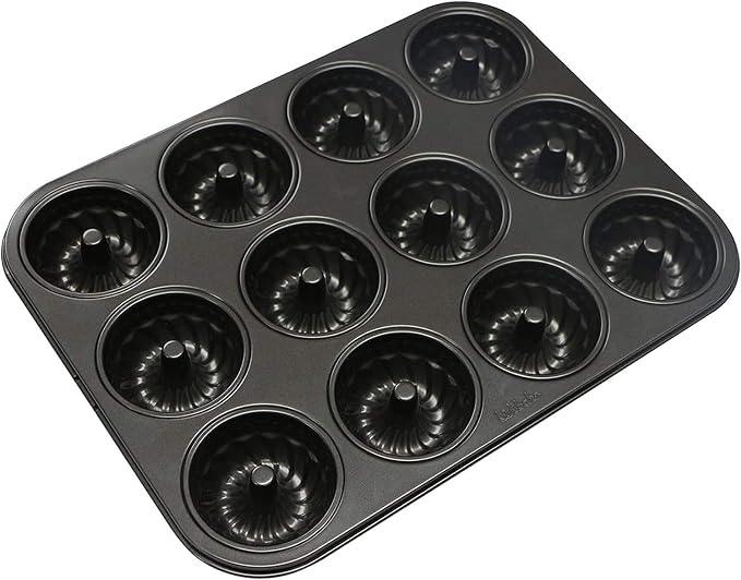 Webake Mini Fluted Tube Cake Pan, Non-Stick 2.8 Inch Cake Baking Pan, Heavy Gauge Carbon Steel (12-Cavity) by Webake
