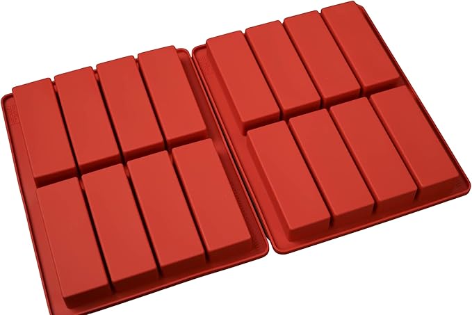 Bold Maker 8 Cavity Rectangle Silicone Mold (2pcs) - 23815 - Ideal for Granola Bars, Nutrition Bars, Cereal Bars, Butter, Truffles, Cheesecake, Brownies, Cornbread, Dessert, Pudding