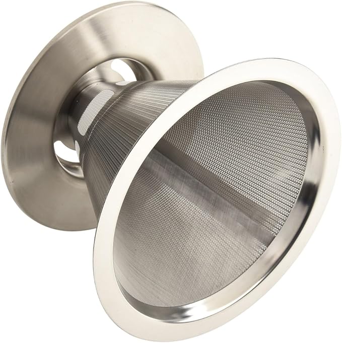 Reusable 304 Stainless Steel Coffee Filter with Handle - 300 Mesh Fine Brew for Coffee Tea,Easy to Clean, Rust-Resistant Design,Silver