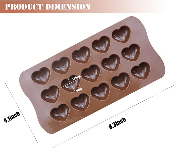 LeLehome Silicone Heart Shape Mold for for Valentine's Day Birthday Festival Holiday Cake Decoration Fondant Jelly Chocolate Mousse 15 Holes Non-Stick Semicircle Bakeware