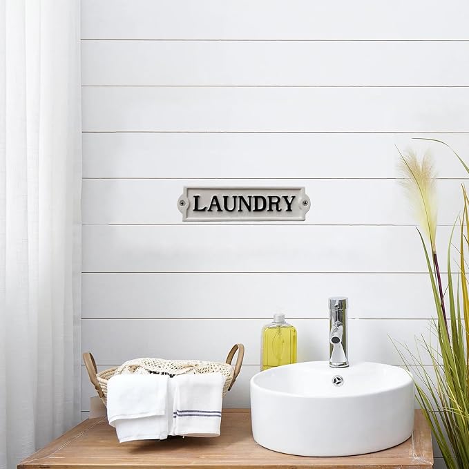 Farmhouse Decor Metal Laundry Signs - Cast Iron Door Room Plaques with "Laundry" - Image 5