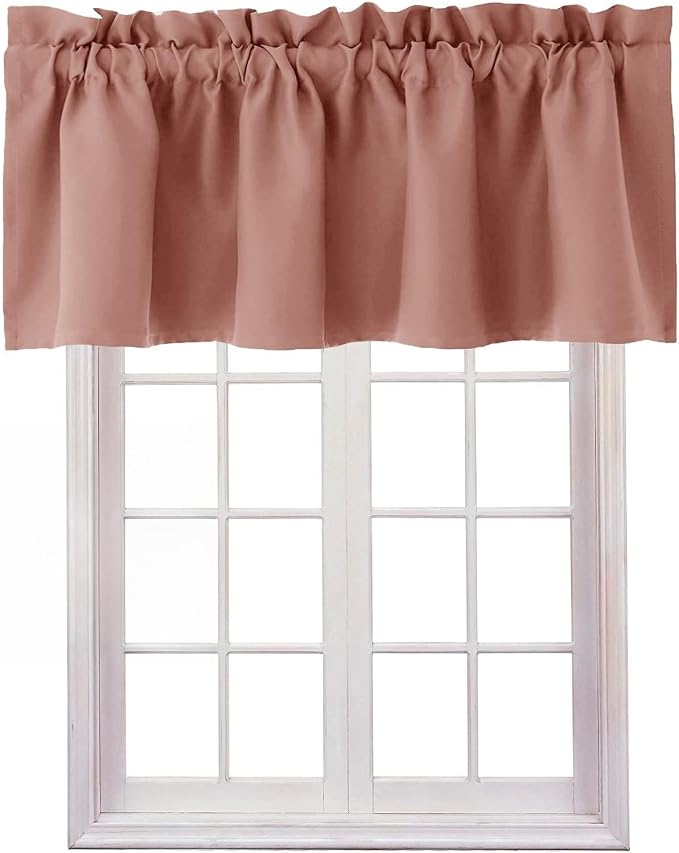 Hiasan Valance Curtains for Kitchen Blackout Thermal Insulated Solid Window Curtain Valance, Dusty Rose, 60 x 18 Inches, 1 Panel by Hiasan