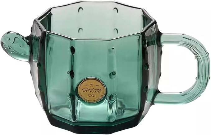 drinking glassware Blown Green Transparent Glass Cup with Handle, 10 Oz by Unknown