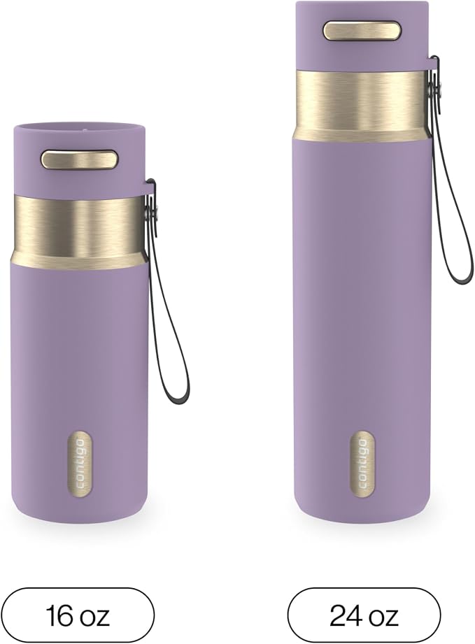 Contigo AutoSeal 24 oz Stainless Steel Vacuum-Insulated Water Bottle with Leakproof Push-Button Spout & Lock, Carry Strap, BPA-Free & Lead-Free, Dishwasher Safe - Image 5