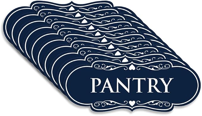 Designer Pantry Sign (Navy Blue/White) - Small (10 Pack) by SignsByLITA